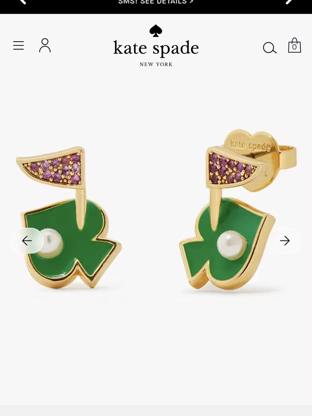 kate spade Green Enamel Golf Flag and Tee Stud Earrings ⛳⛳⛳🏌️‍♂️